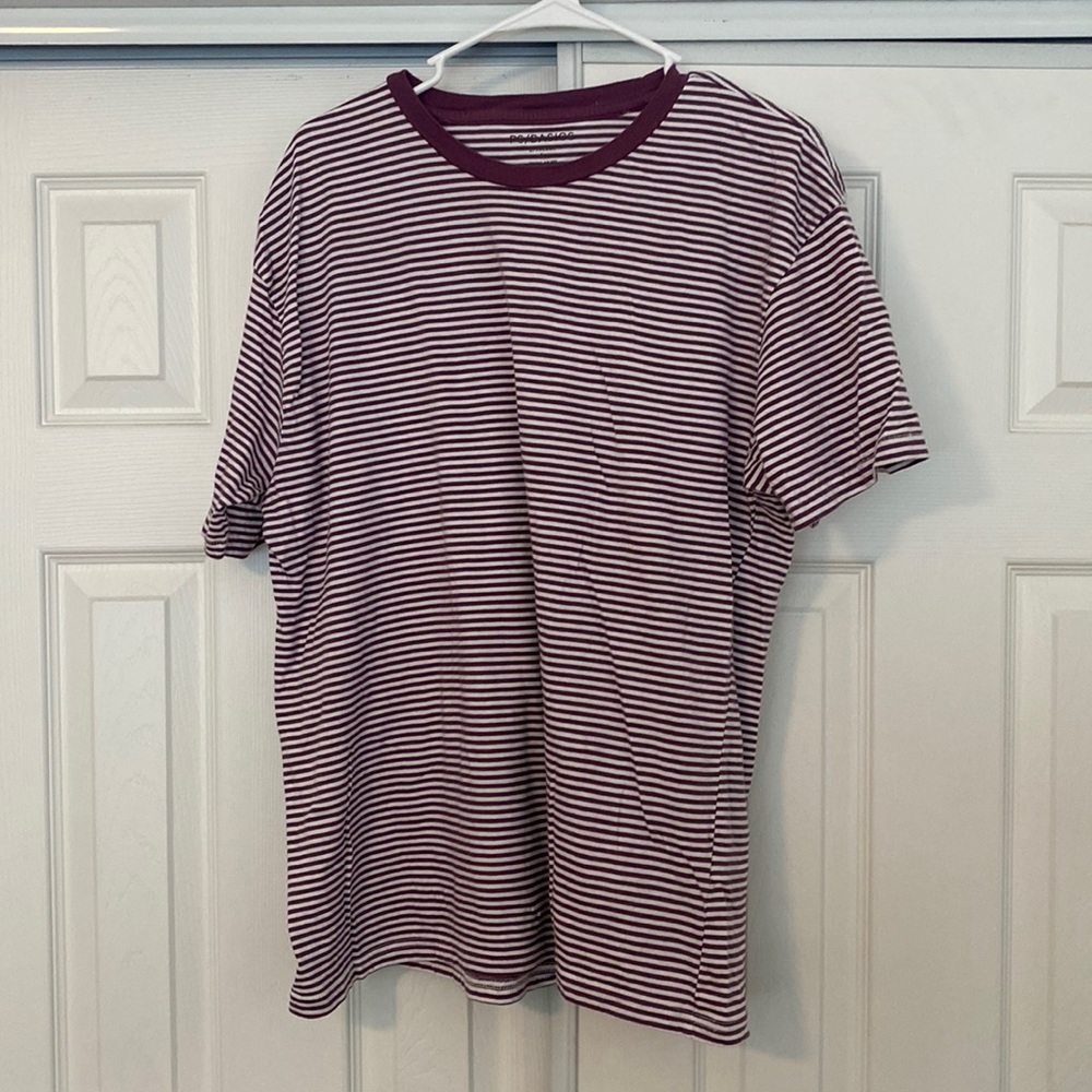 purple striped shirt